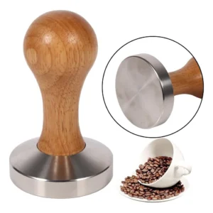 Stainless Steel Coffee Press Tamper – 53mm Flat Base with Black Handle